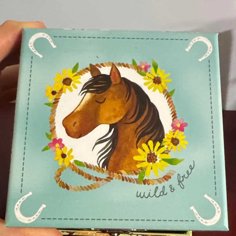 Horse Musical Jewelry Box for Kids - Green and Brown